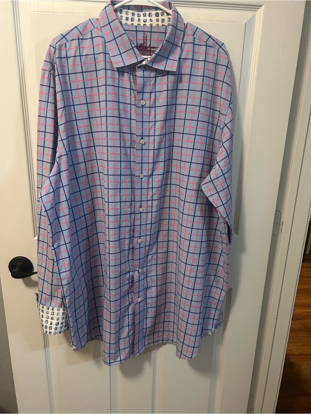 Robert Graham Men's Button Down Dress Shirt Luxury Blue/pink Grid Check 2xLT